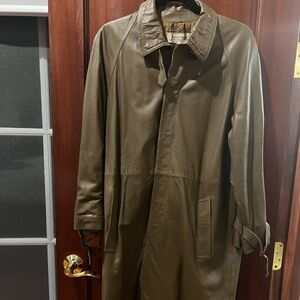 Vintage Italian Tan Leather Trench Coat